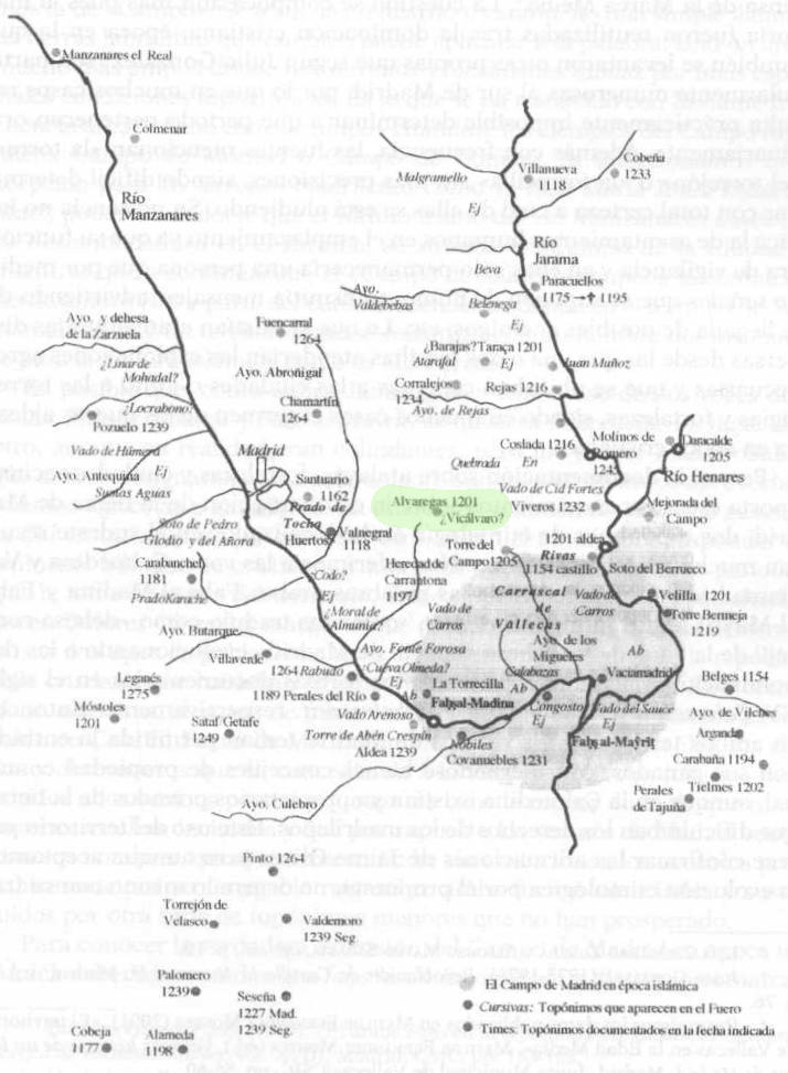 Mapa de Madrid en los siglos XII y XIII