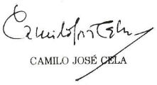 Firma Camilo José Cela